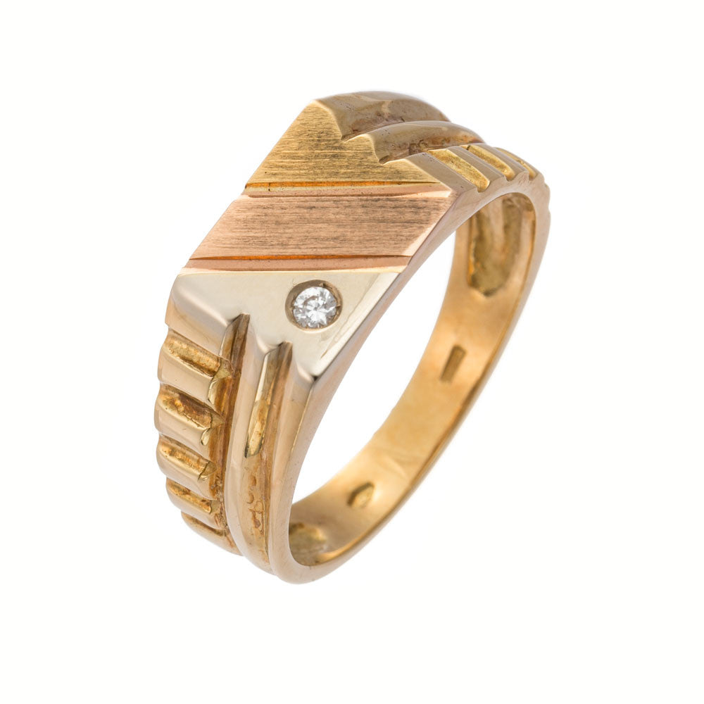 Anello Uomo Tre Ori con Zircone