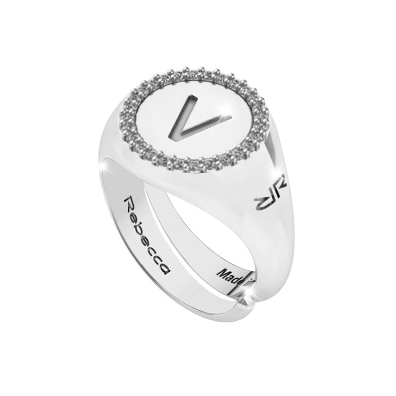 Anello Donna con Lettera Iniziale V SWRAZv72 - Rebecca Gioielli