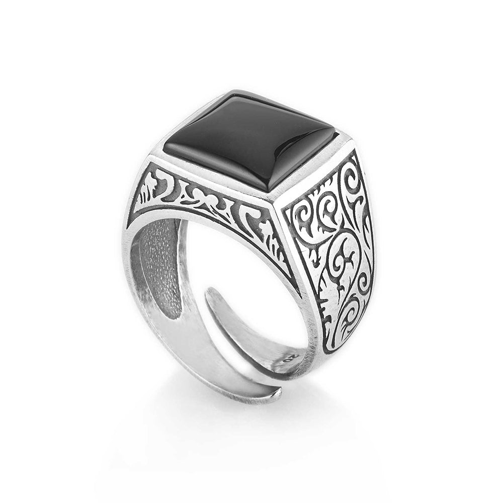 Anello Uomo in Argento e Onice Gerba Gioielli