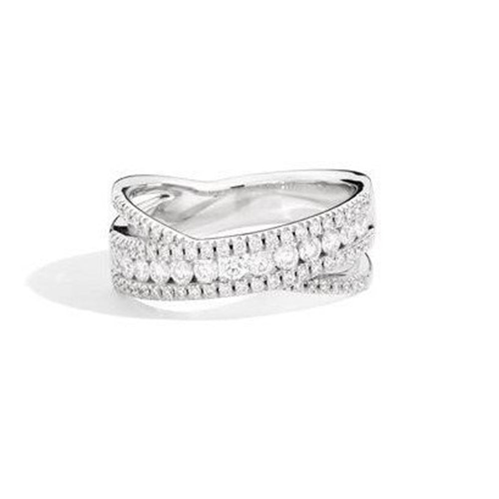 Anello a Fascia con Diamanti in Oro Bianco Recarlo