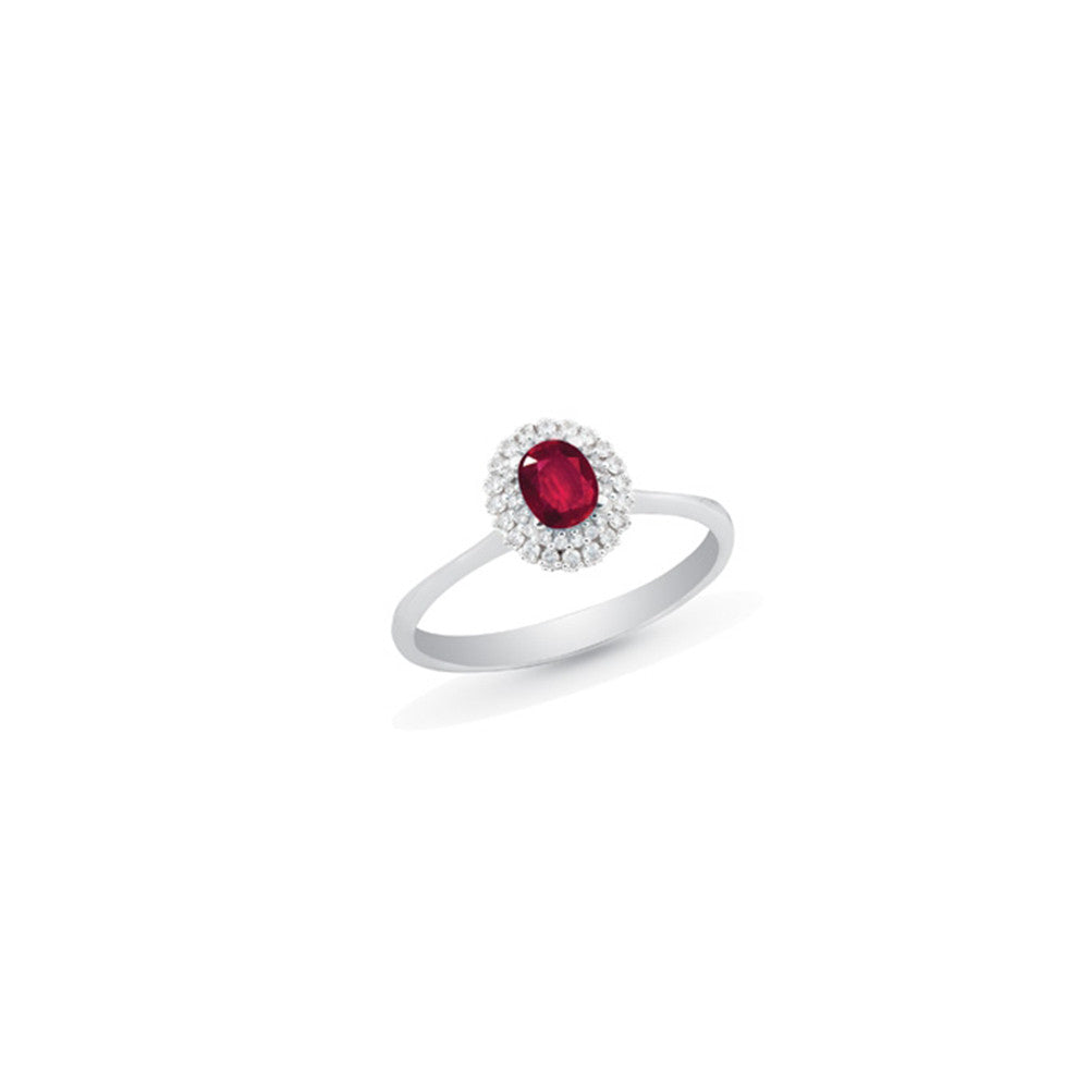 Anello in Oro Bianco Diamanti e Rubino AD580/RU-LB - Artlinea