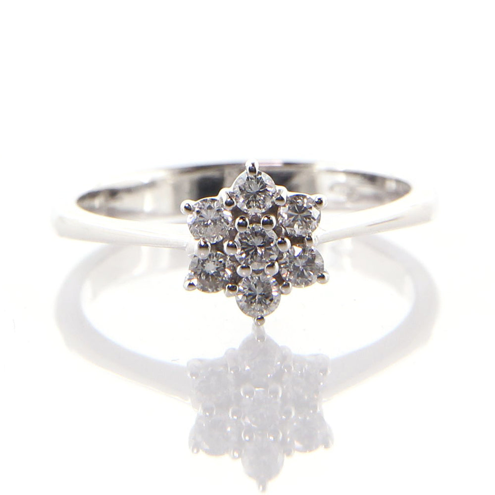 Anello Fantasia Fiori in Oro Bianco con Diamanti