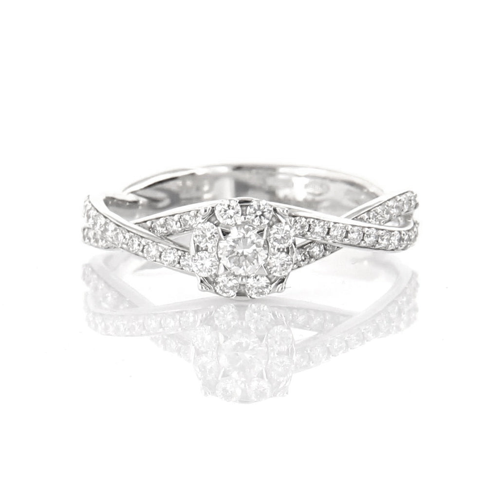 Anello Solitario Oro Bianco con Diamanti Davite & Delucchi