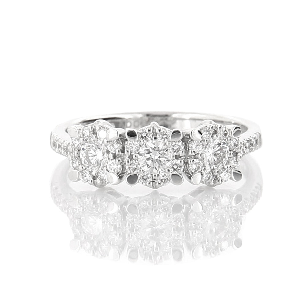 Anello Trilogy Multipietra Oro Bianco con Diamanti Davite & Delucchi