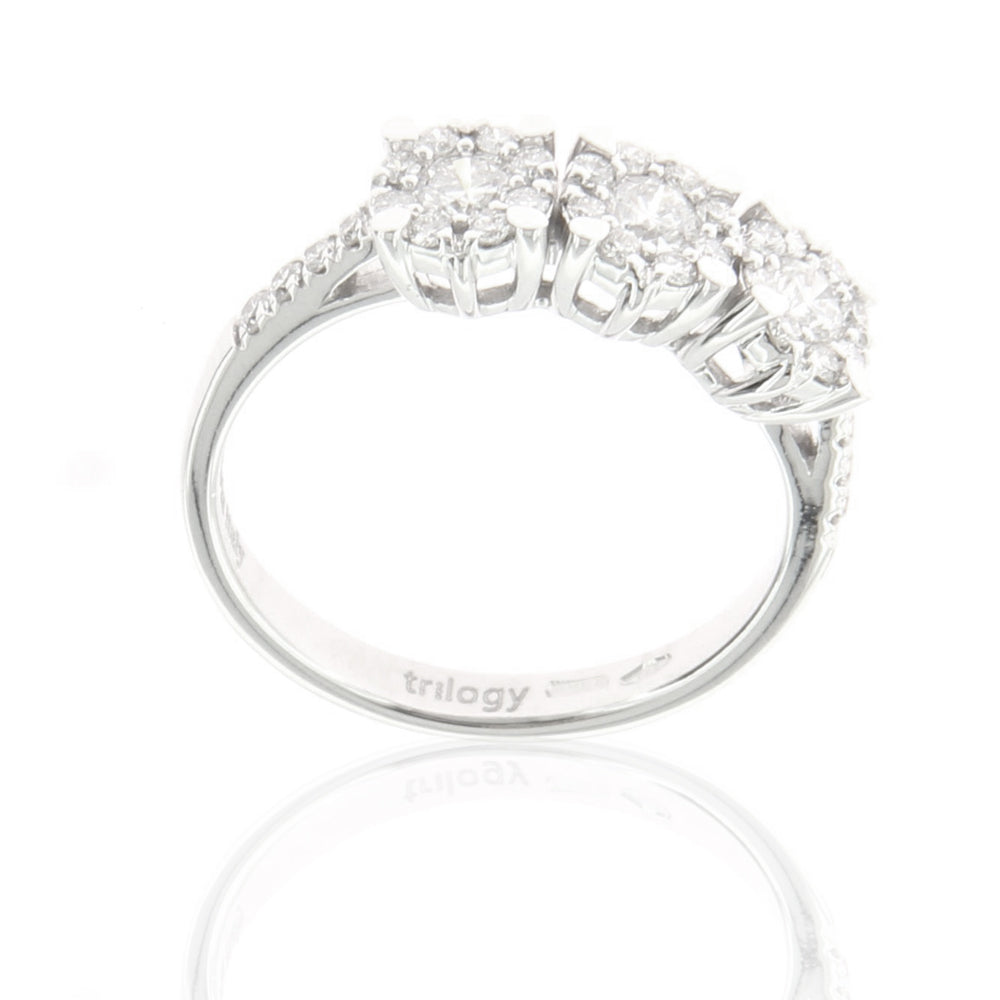 Anello Trilogy Multipietra Oro Bianco con Diamanti Davite & Delucchi