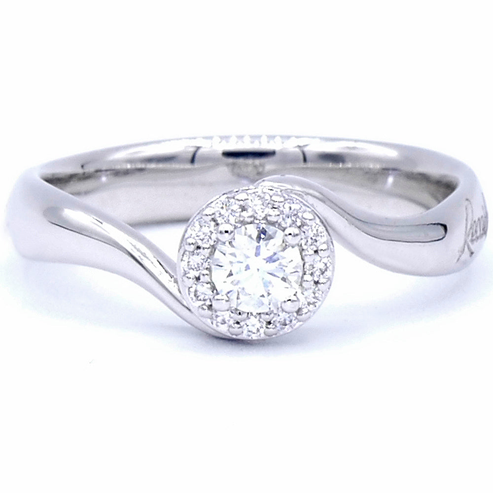 Anello Solitario Pavè di Brillanti Oro Bianco Anniversary Recarlo