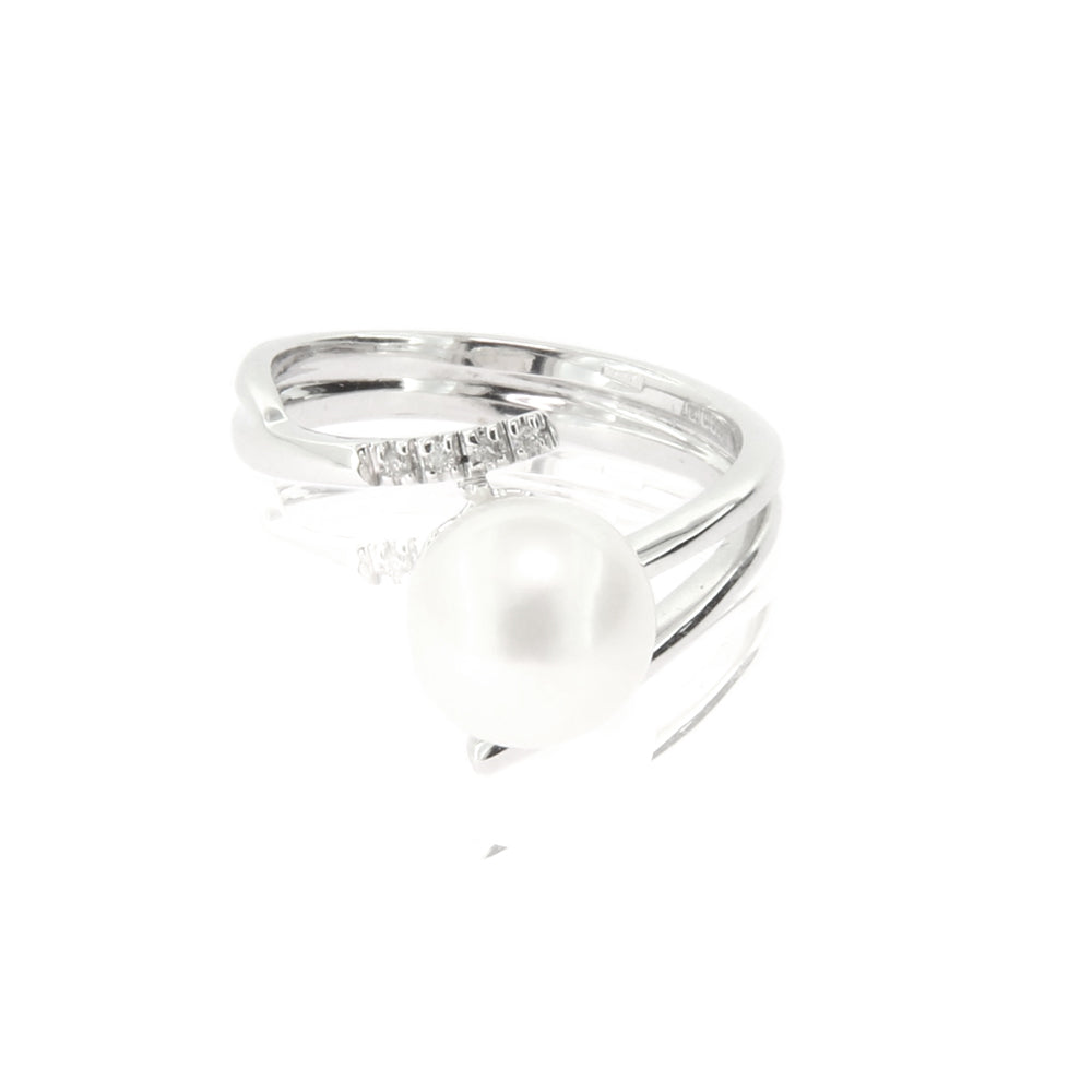 Anello con Perla e Diamanti Oro Bianco AA027854 13 - Davite & Delucchi