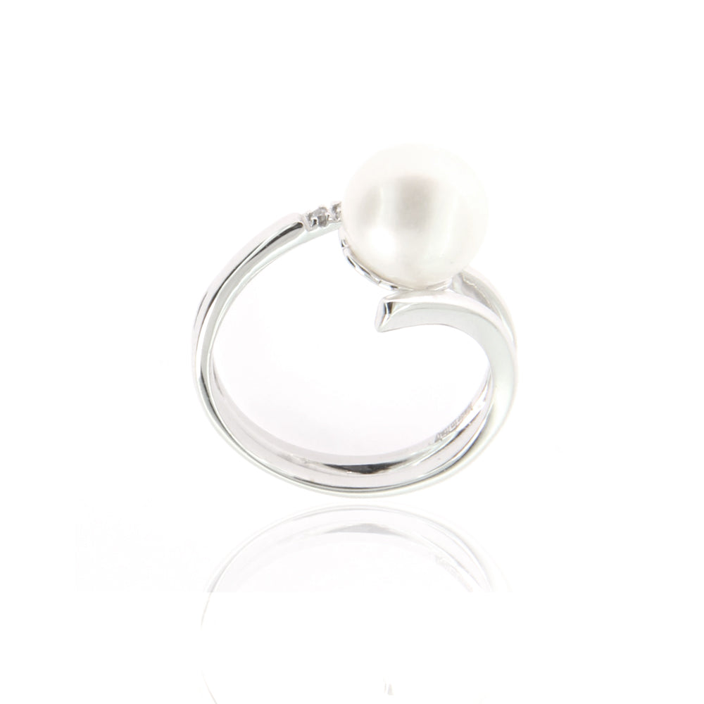 Anello con Perla e Diamanti Oro Bianco AA027854 13 - Davite & Delucchi