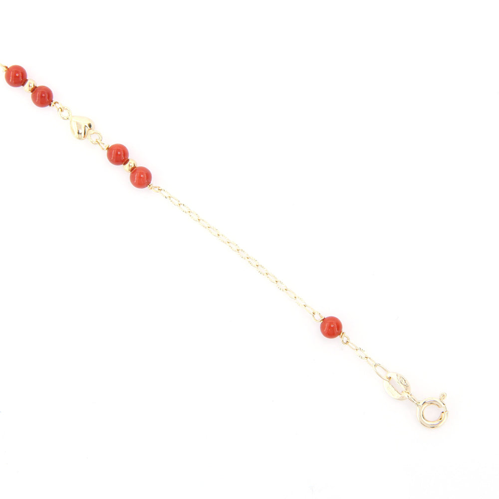 Bracciale Bambina Battesimo Cuore in Oro con Corallo