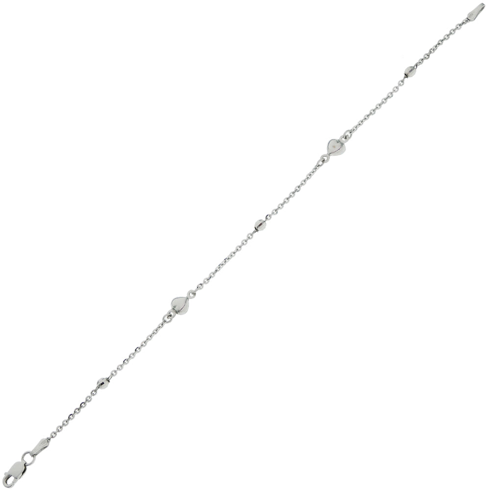 Bracciale Bambina Cuori Oro Bianco