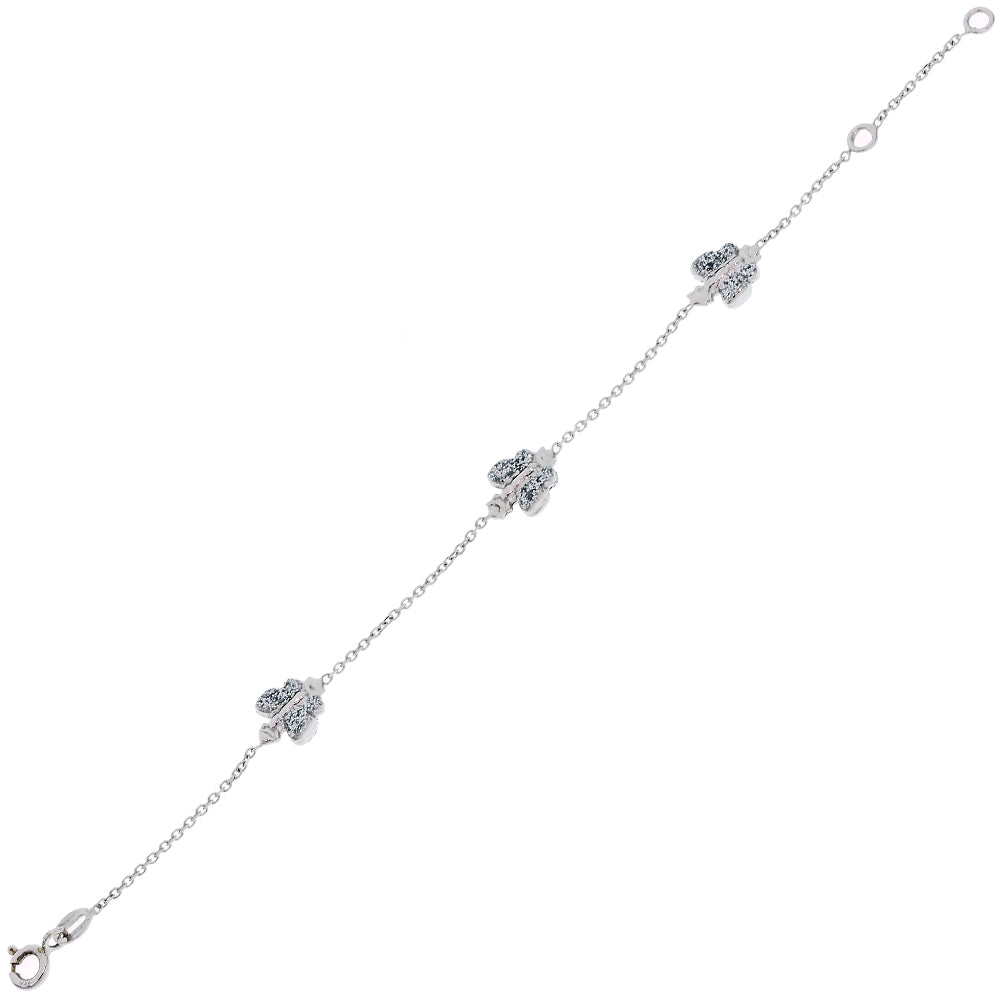Bracciale Bambina Oro Bianco Farfalle con Zirconi