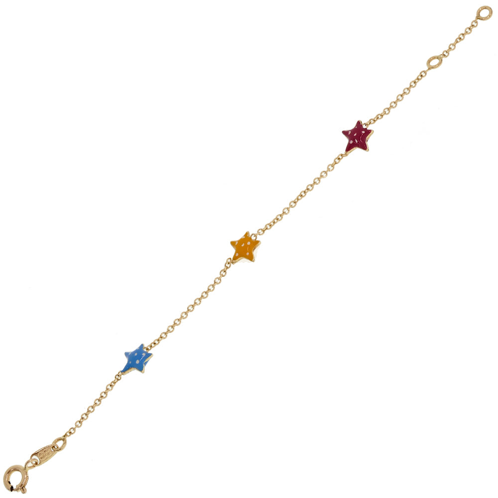 Bracciale Bambina Stelle Colorate Oro Giallo