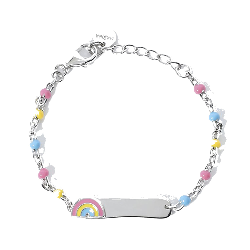 Bracciale Bambina in Argento Arcobaleno con Targhetta Mabina Gioielli