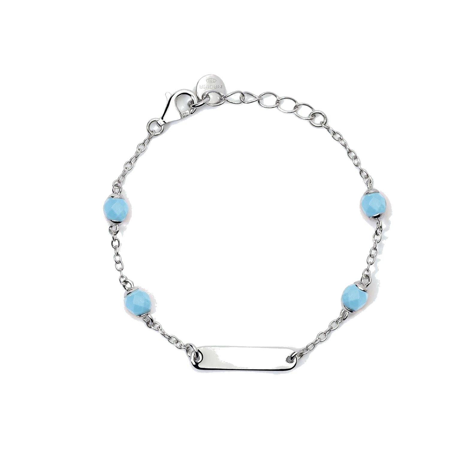 Bracciale Bambina in Argento con Turchese e Targhetta Mabina Gioielli