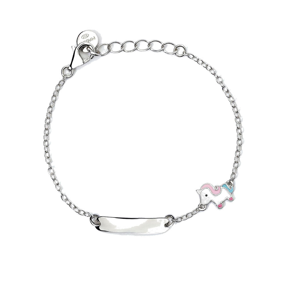 Bracciale Bambina in Argento con Unicorno Targhetta Mabina Gioielli