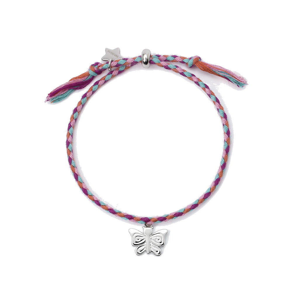 Bracciale Bambina in Corda Farfalla Argento Mabina Gioielli