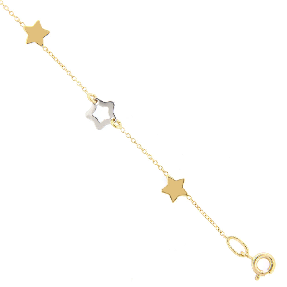 Bracciale Bambina in Oro con Stelle 2 Colori
