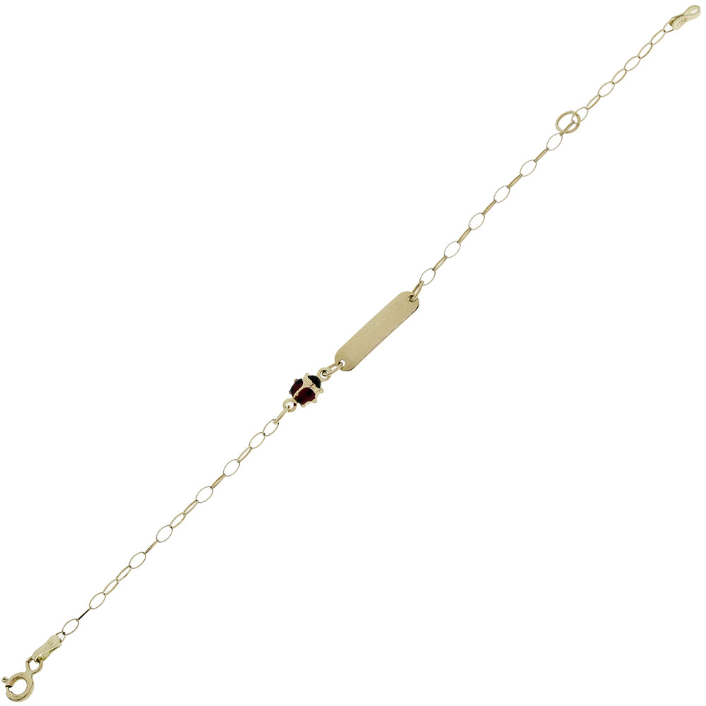 Bracciale Bambino Battesimo Targhetta Coccinella Oro