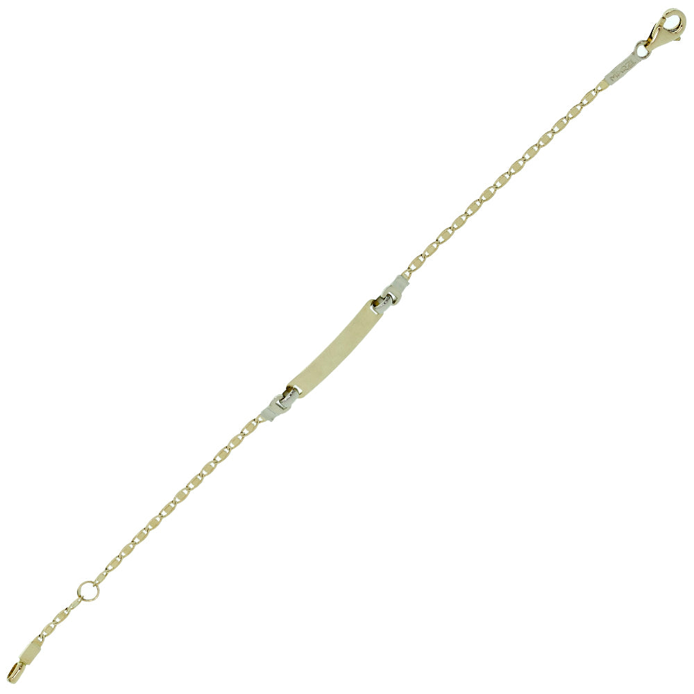Bracciale Bambino Battesimo Targhetta Oro Giallo e Bianco