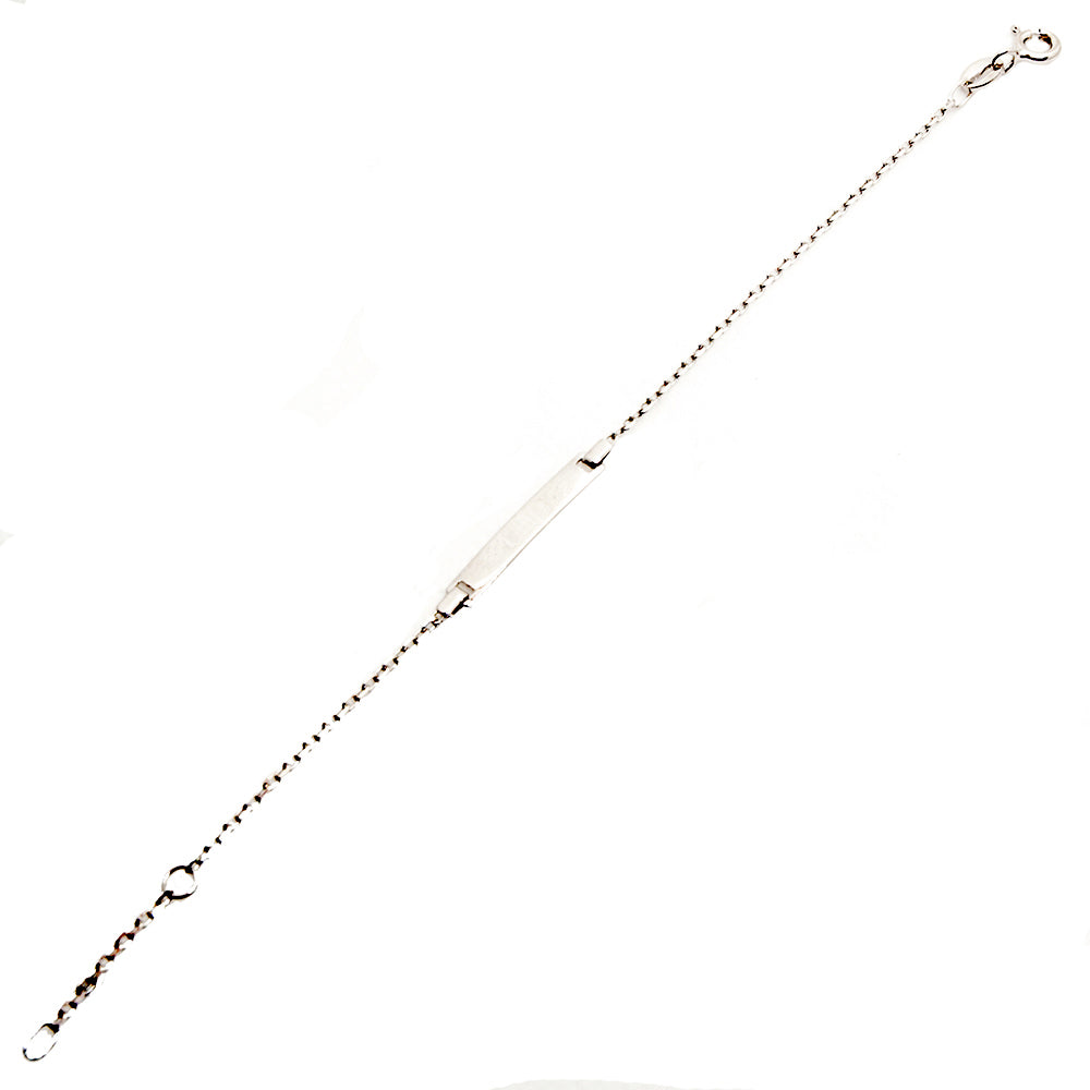 Bracciale Bambino Battesimo in Oro Bianco con Targhetta
