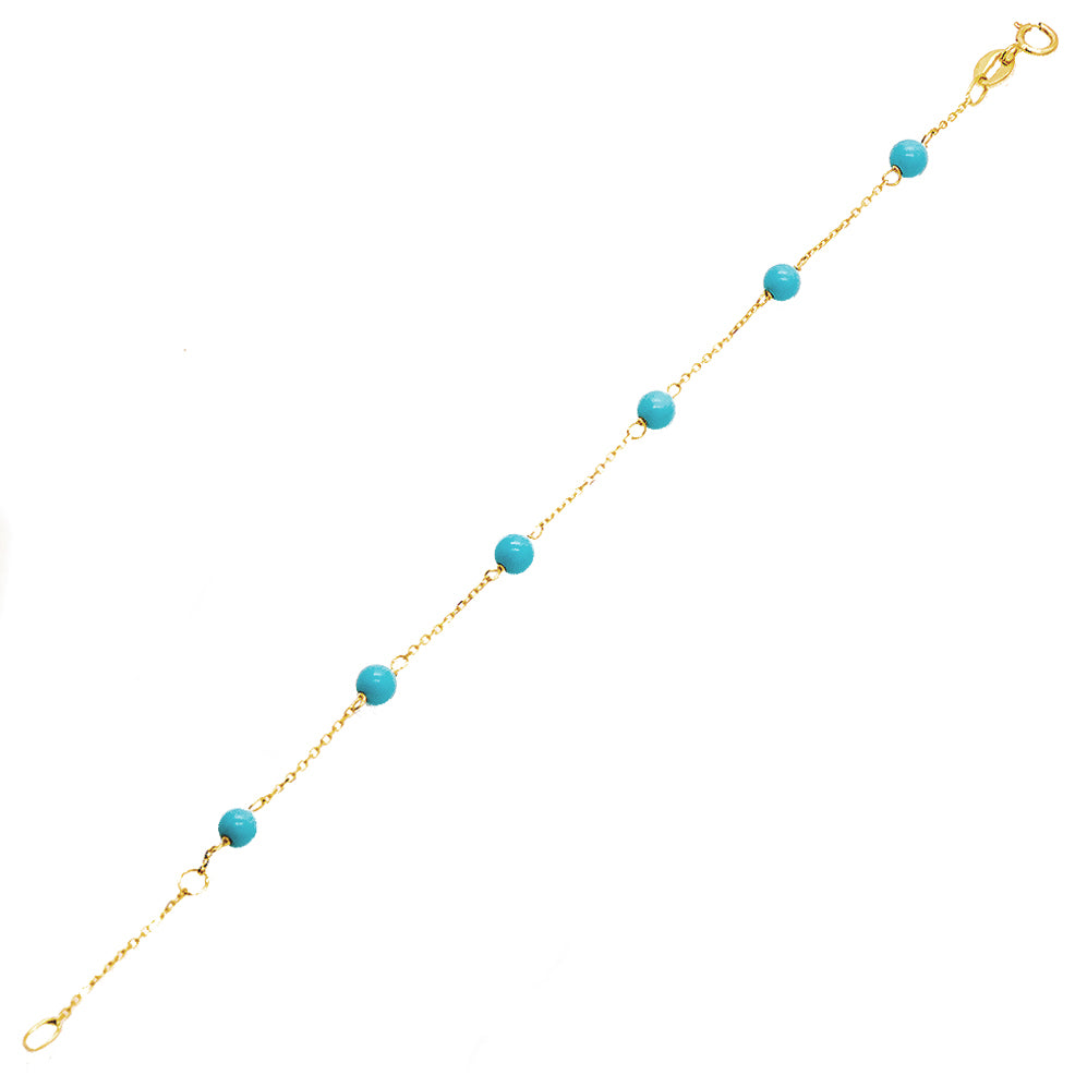 Bracciale Bambino Battesimo in Oro Giallo Turchese