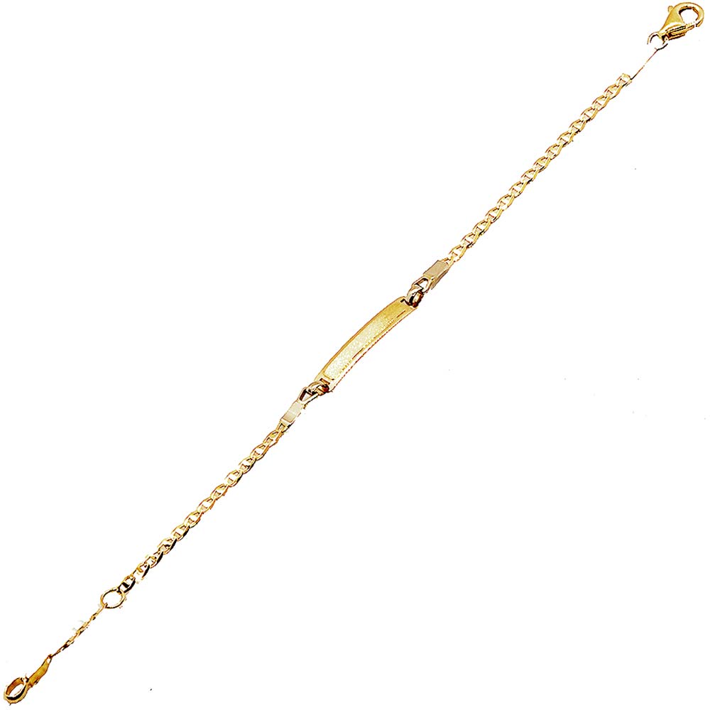 Bracciale Bambino Battesimo in Oro Giallo e Bianco con Targhetta