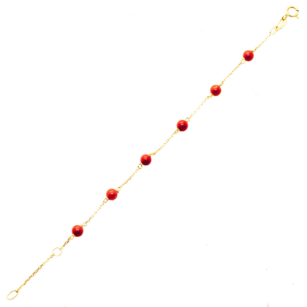 Bracciale Bambino Battesimo in Oro Giallo e Corallo