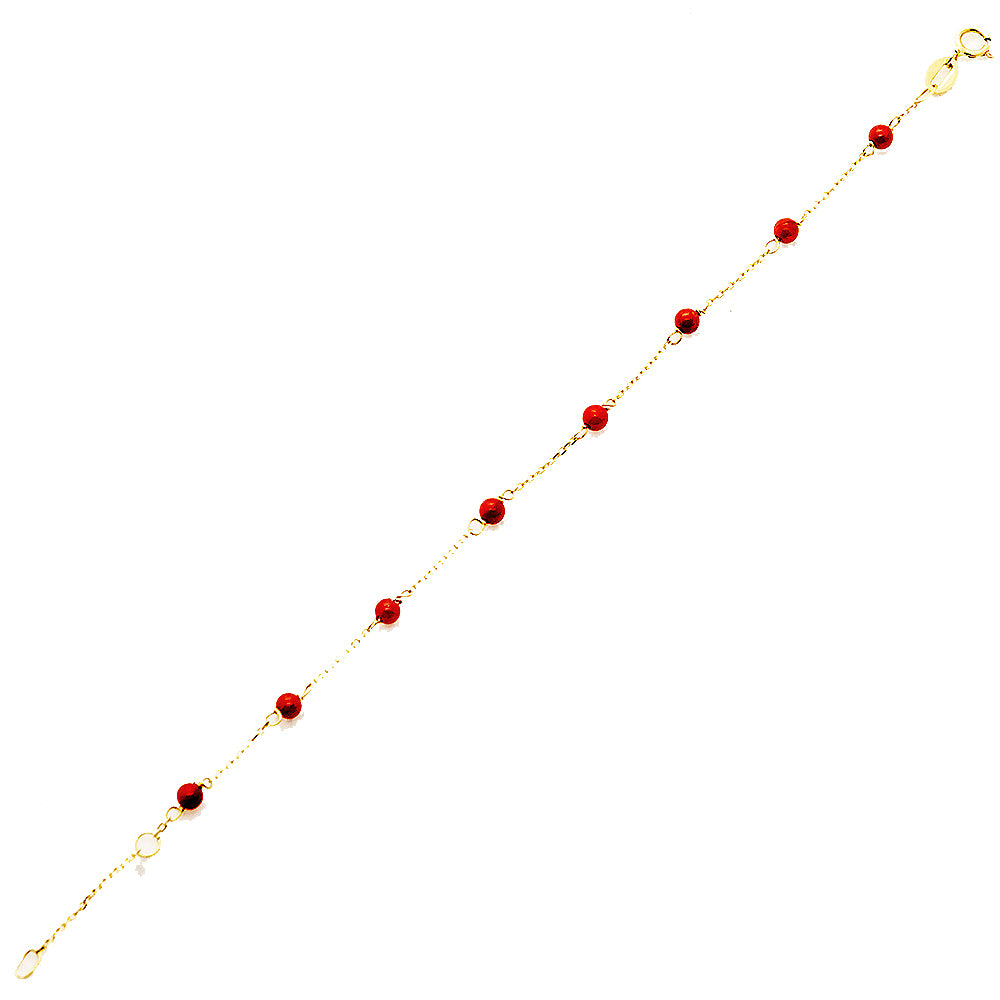 Bracciale Bambino Battesimo in Oro Giallo e Corallo