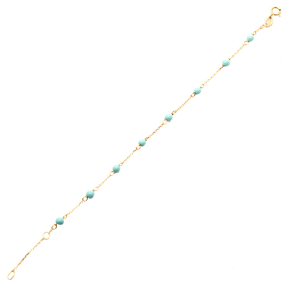 Bracciale Bambino Battesimo in Oro Giallo e Turchese