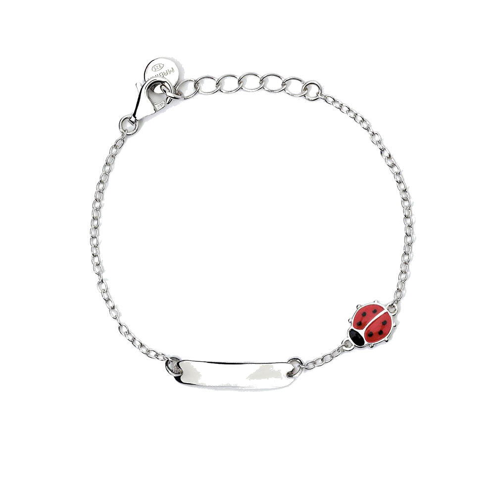 Bracciale Bambino in Argento Coccinella con Targhetta Mabina Gioielli