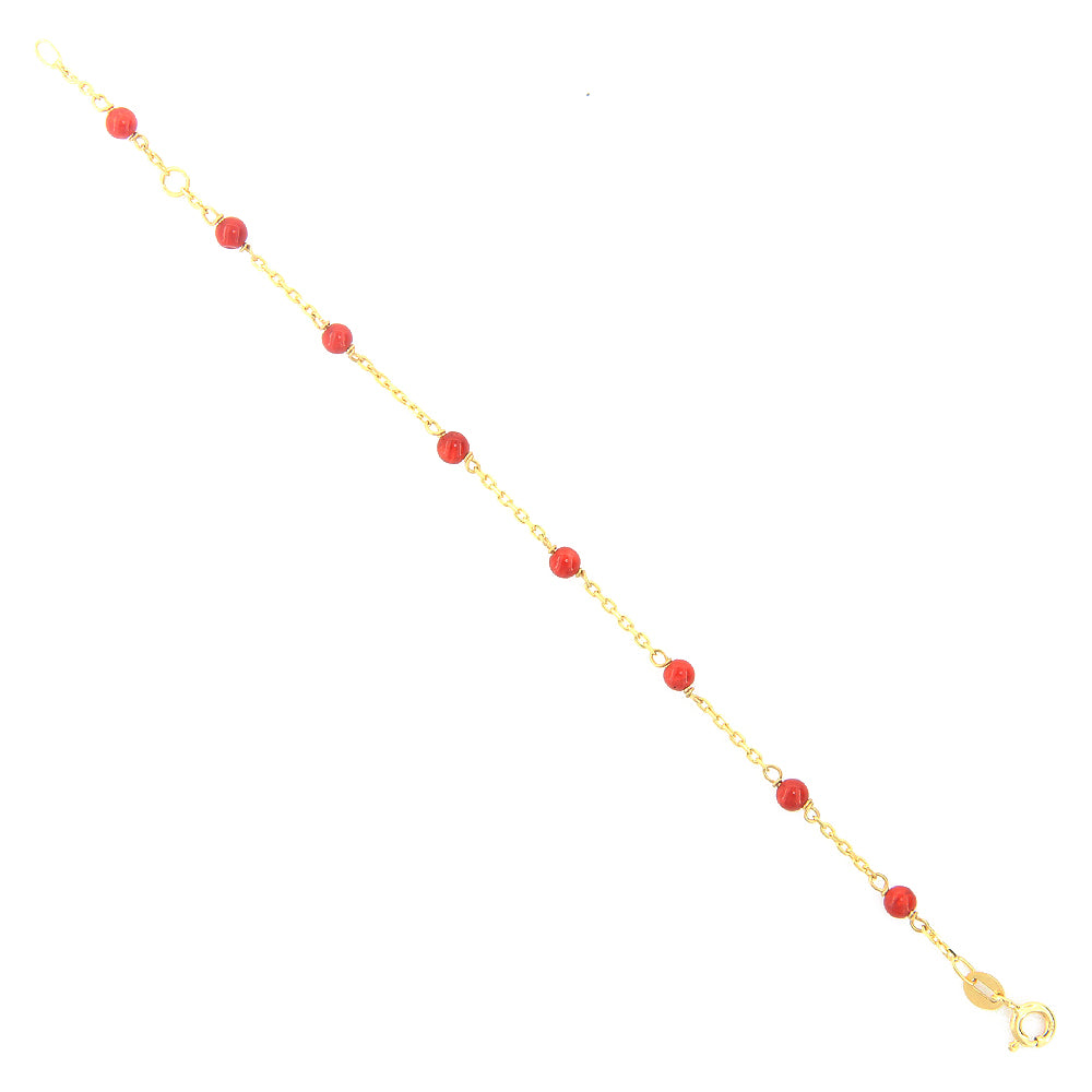 Bracciale Battesimo Bambina in Oro Giallo 9 Carati con Corallo