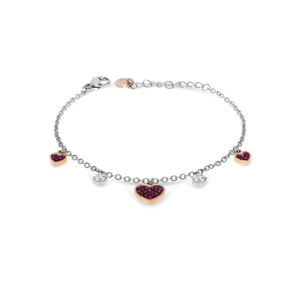 Bracciale Donna Acciaio con Cuore Rose e Cristalli Liu Jo Luxury
