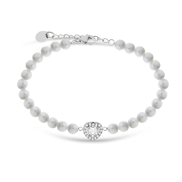 LOLIAS Bracciale Perle Donna In Acciaio Inox | Cuore E Perle, Oro/Argento, Regalo Con Biglietto