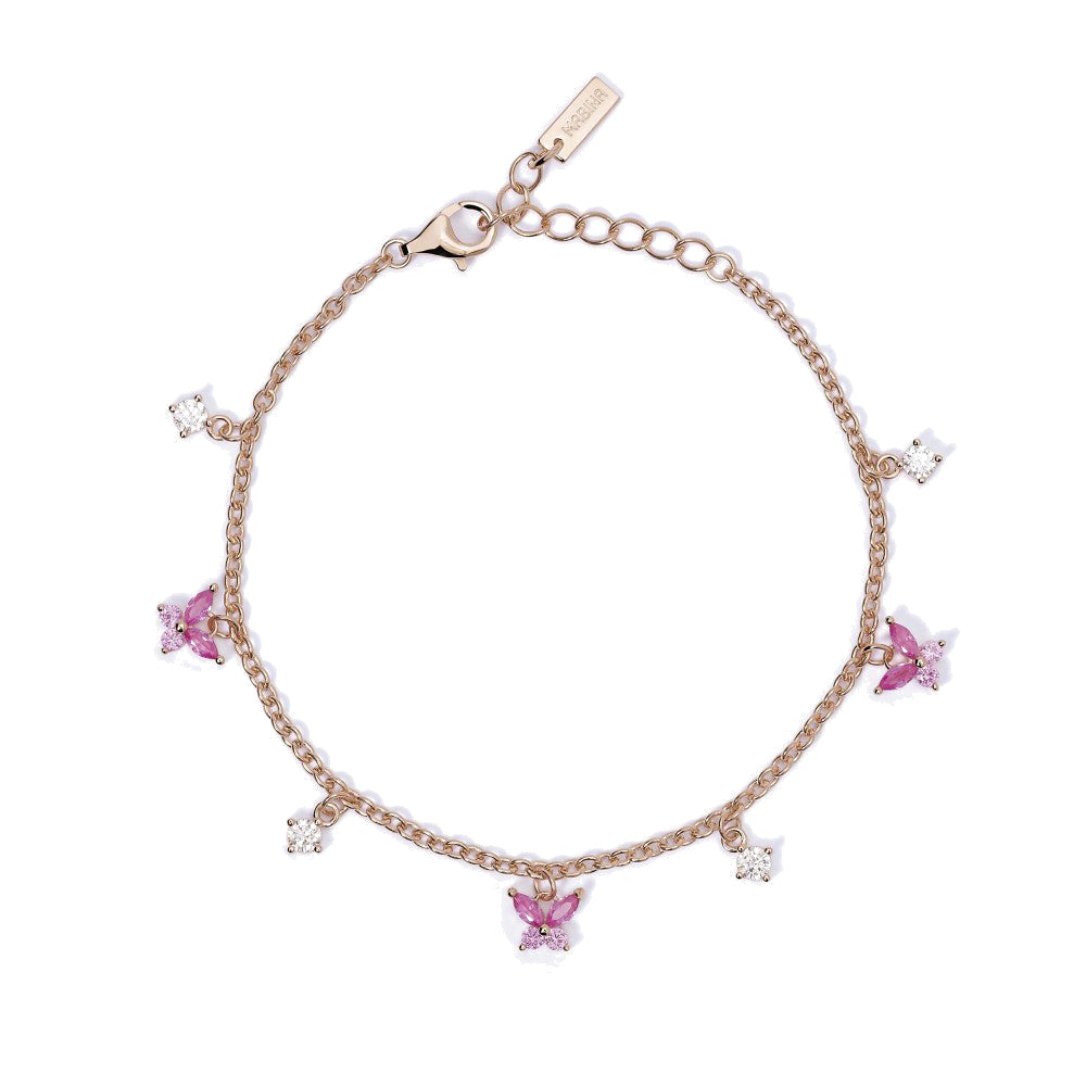 Bracciale Donna Argento Rosato con Charm Bianchi e Rosa Secret Garden Mabina Gioielli