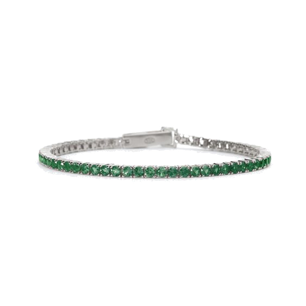 Bracciale Donna Argento Tennis Smeraldi Sintetici Misura M Mabina Gioielli