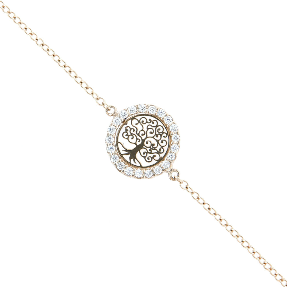 Bracciale Donna Oro Giallo Albero della Vita con Zirconi