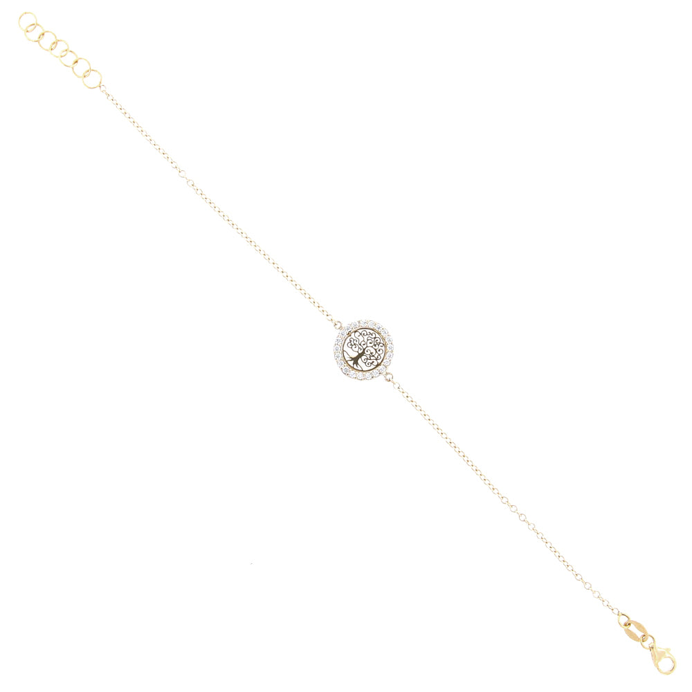 Bracciale Donna Oro Giallo Albero della Vita con Zirconi