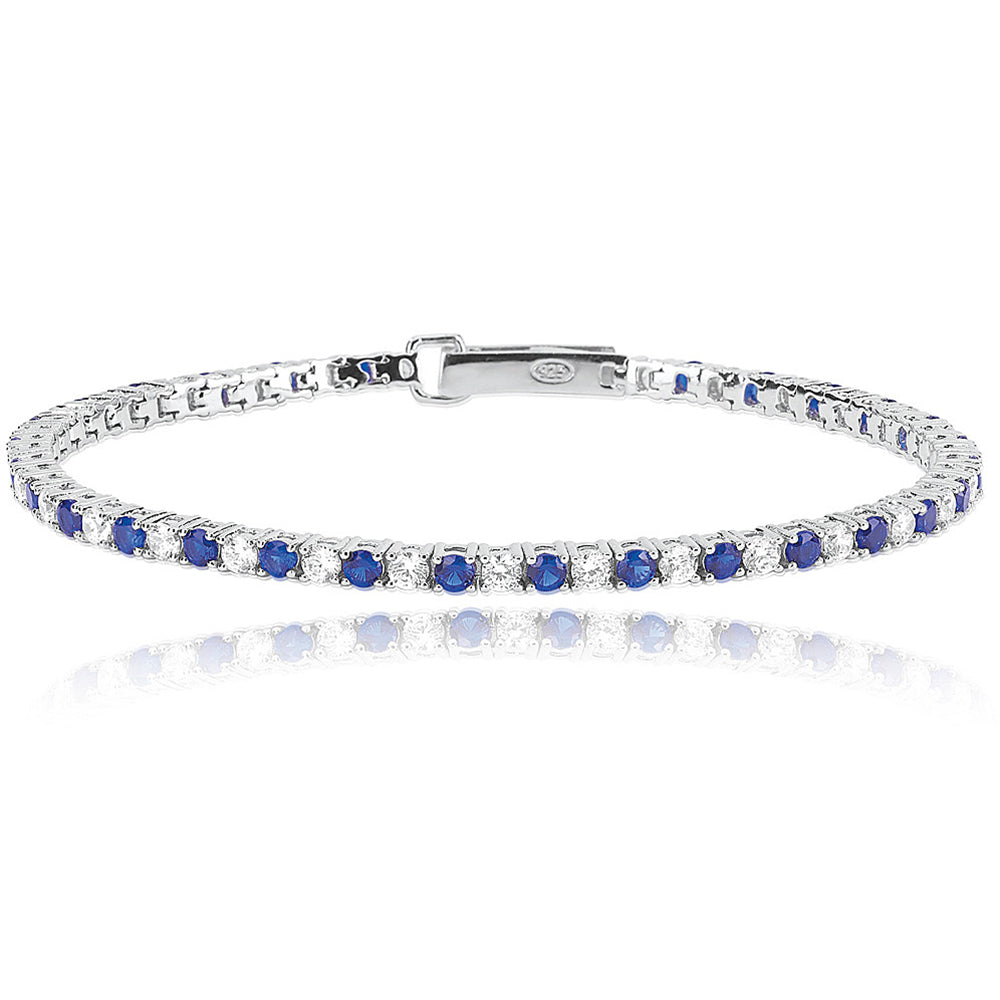 Bracciale Donna Tennis Cluc Zaffiri Sintetici in Argento Mabina Gioielli