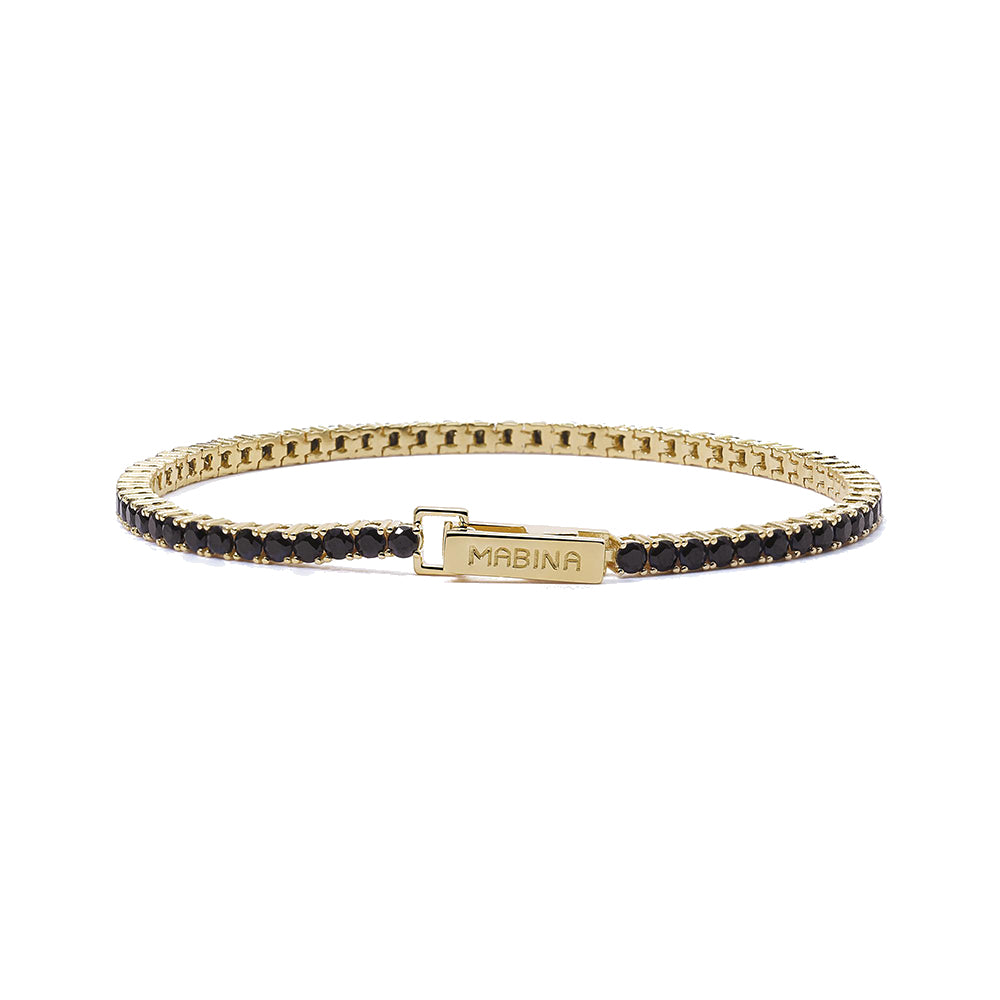 Bracciale Donna Tennis in Argento Gold con Zirconi Neri Mabina Gioielli