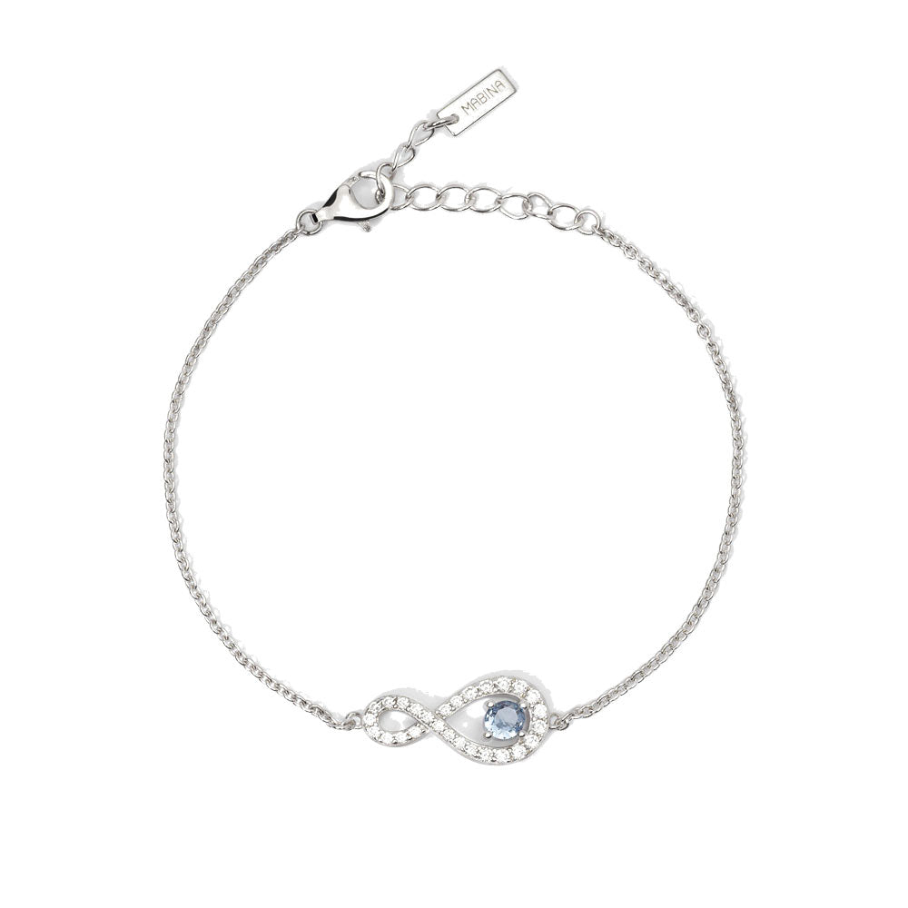 Bracciale Donna in Argento Rodiato con catena forzatina e Infinito Mabina Gioielli
