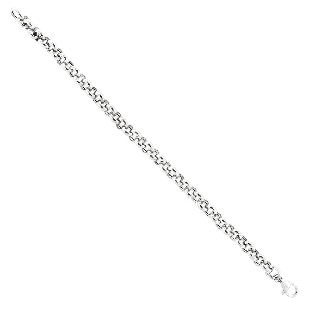 Bracciale Donna in Oro Bianco Maglia Rolo Vuota