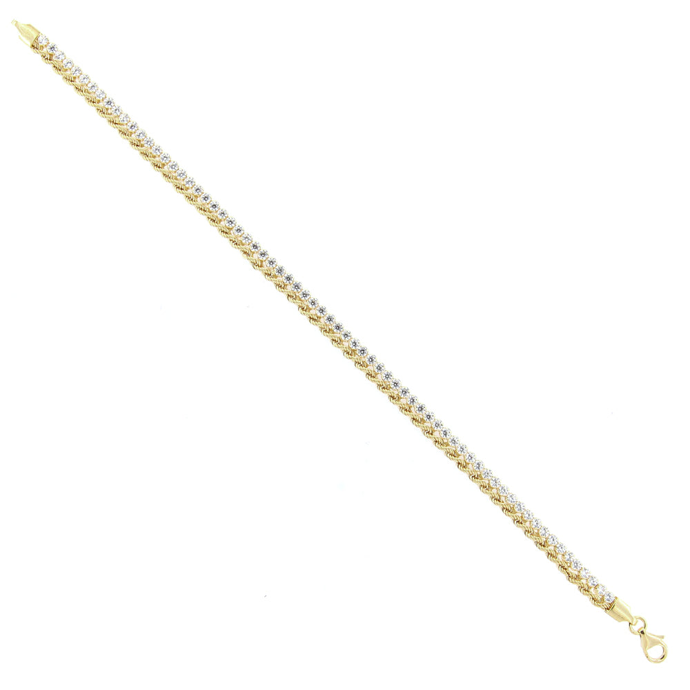 Bracciale Donna in Oro Giallo Corda e Tennis di Zirconi