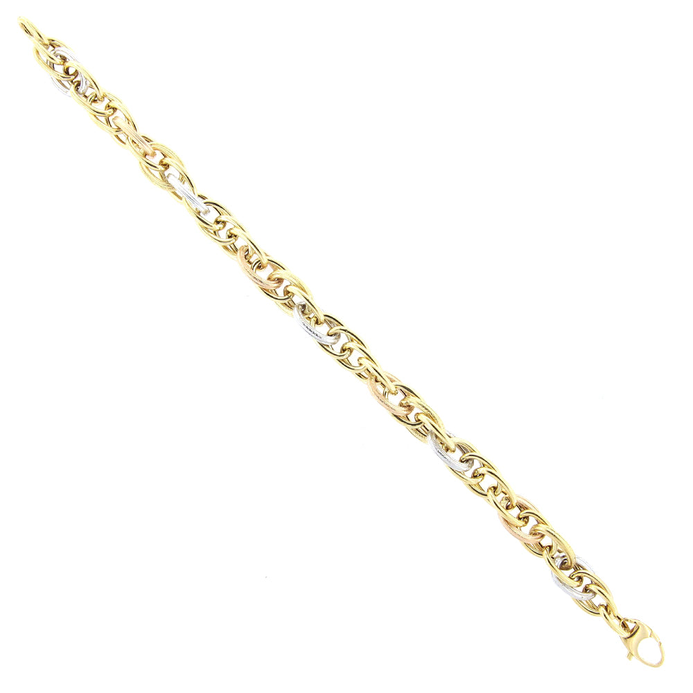 Bracciale Oro 3 Colori Corda Vuota