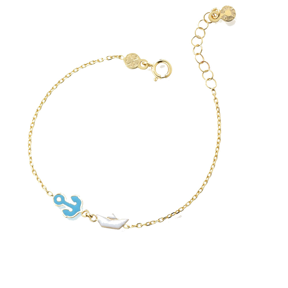 Bracciale Prime Gioie Toys Ancora e Barchetta in Oro Giallo Le Bebè