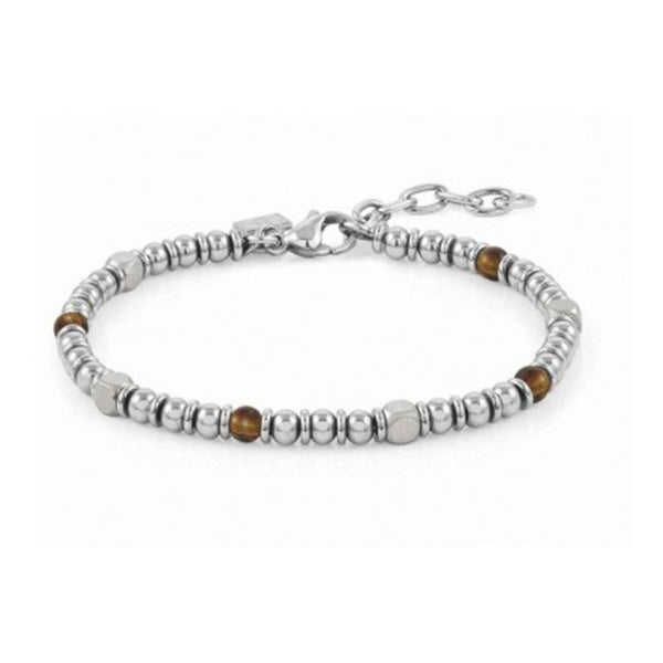 Leonardo Jewels Morina Clip&Mix 023244 - Bracciale da donna in acciaio INOX con perle occhio di tigre, lunghezza 18 cm, idea regalo, Eine Grösse, Acciaio inossidabile, Nessuna pietra preziosa