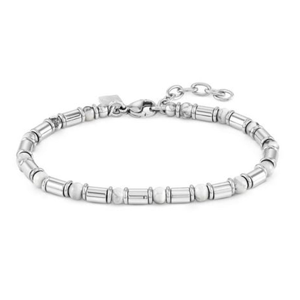 Bracciale Uomo Acciaio Instinct ed Stones Pietre Howlite Nomination