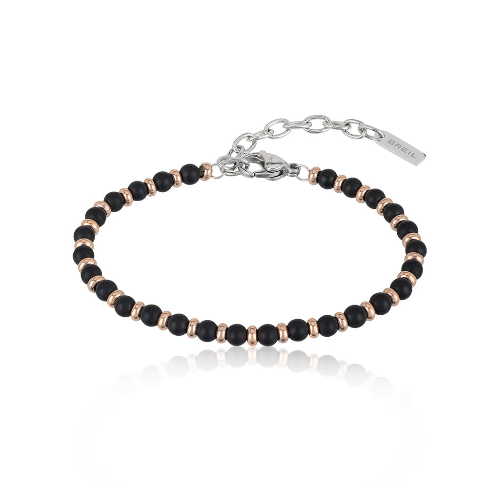 Bracciale Uomo Acciaio Rose e Onice Nero Black Onyx Breil