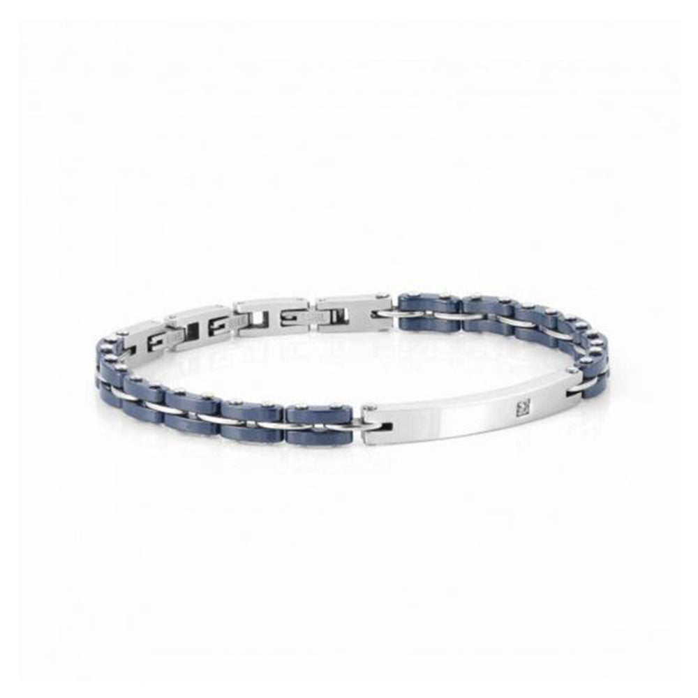Bracciale Uomo Acciaio Strong pvd Blu Cubic Zirconia Nomination