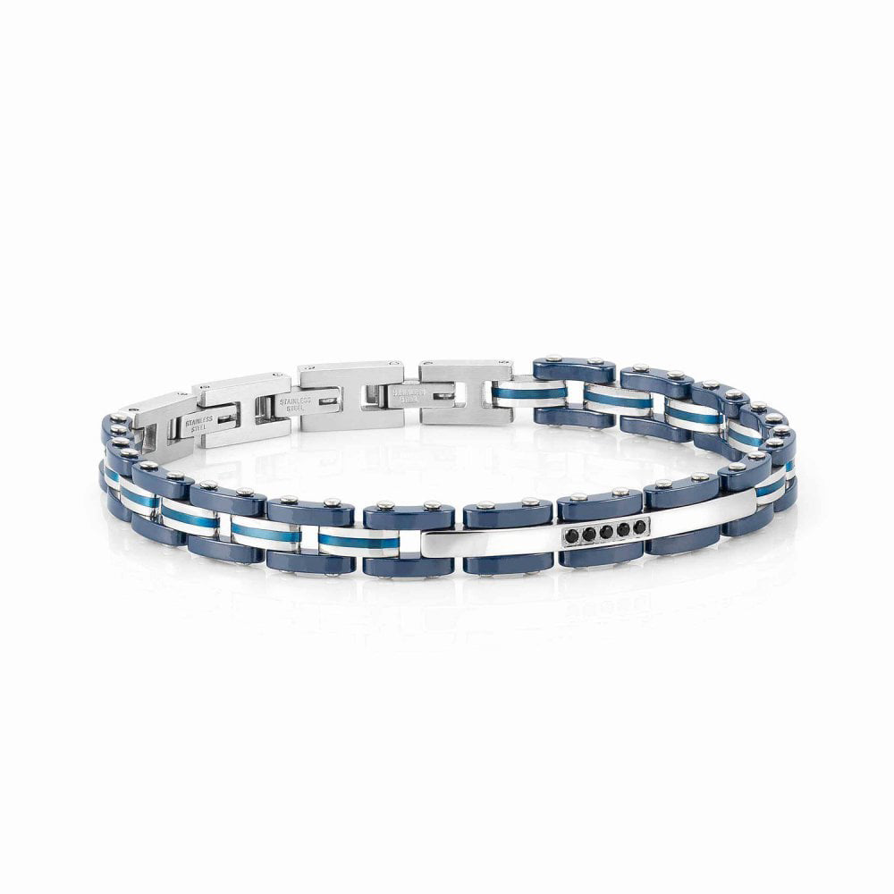 Bracciale Uomo Acciaio Strong pvd Blu Cubic Zirconia Nomination