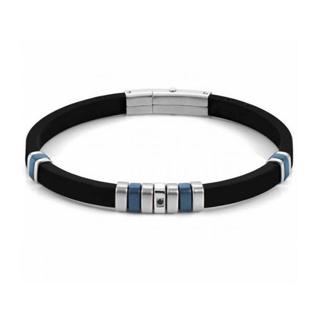 Bracciale Uomo Acciaio e Caucciu Blu City Nomination